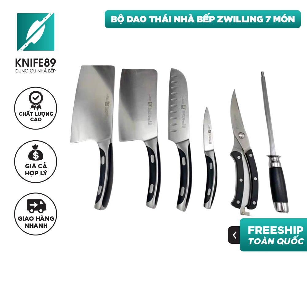 Bộ dao thái nhà bếp Zwilling Đức 7 món cao cấp K07 chất liệu inox 304 cao cấp gọn nhẹ cực kỳ sắc bén - Knife89
