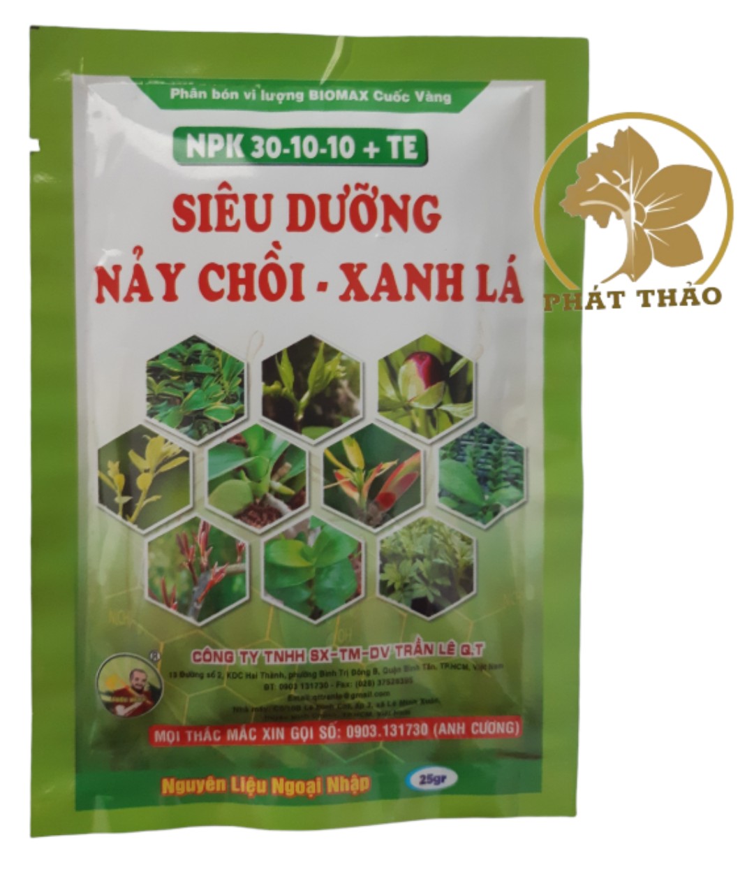 Phân bón siêu dưỡng - nảy chồi - xanh lá - 30-10-10 gói 25g