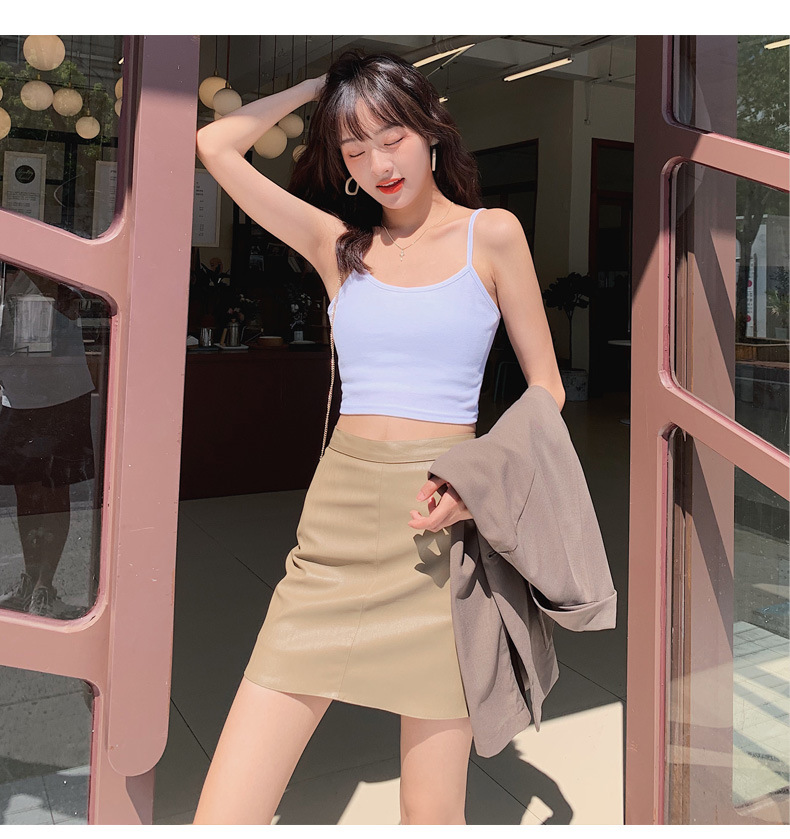 Áo hai dây croptop ôm body cera-y màu trắng / màu đen / màu xám cra056