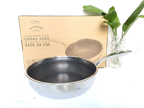 Chảo sâu lòng blackcube fivestar inox 3 lớp liền khối 16cm - 20cm - 22cm - 26cm