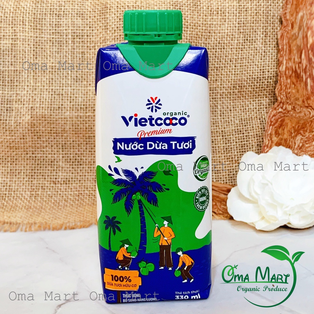 (MUA 10 TẶNG 1) NƯỚC DỪA ĐÓNG HỘP VIETCOCO ORGANIC - 330ML