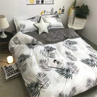 Cotton Poly Bộ Chăn Ga Gối Lá Đen Bộ Chăn Ga Gối Cao Cấp Nhập Khẩu 5 Món, 4 Món Sản Phẩm Chăn Ga Gối Nệm Dùng 4 Mùa