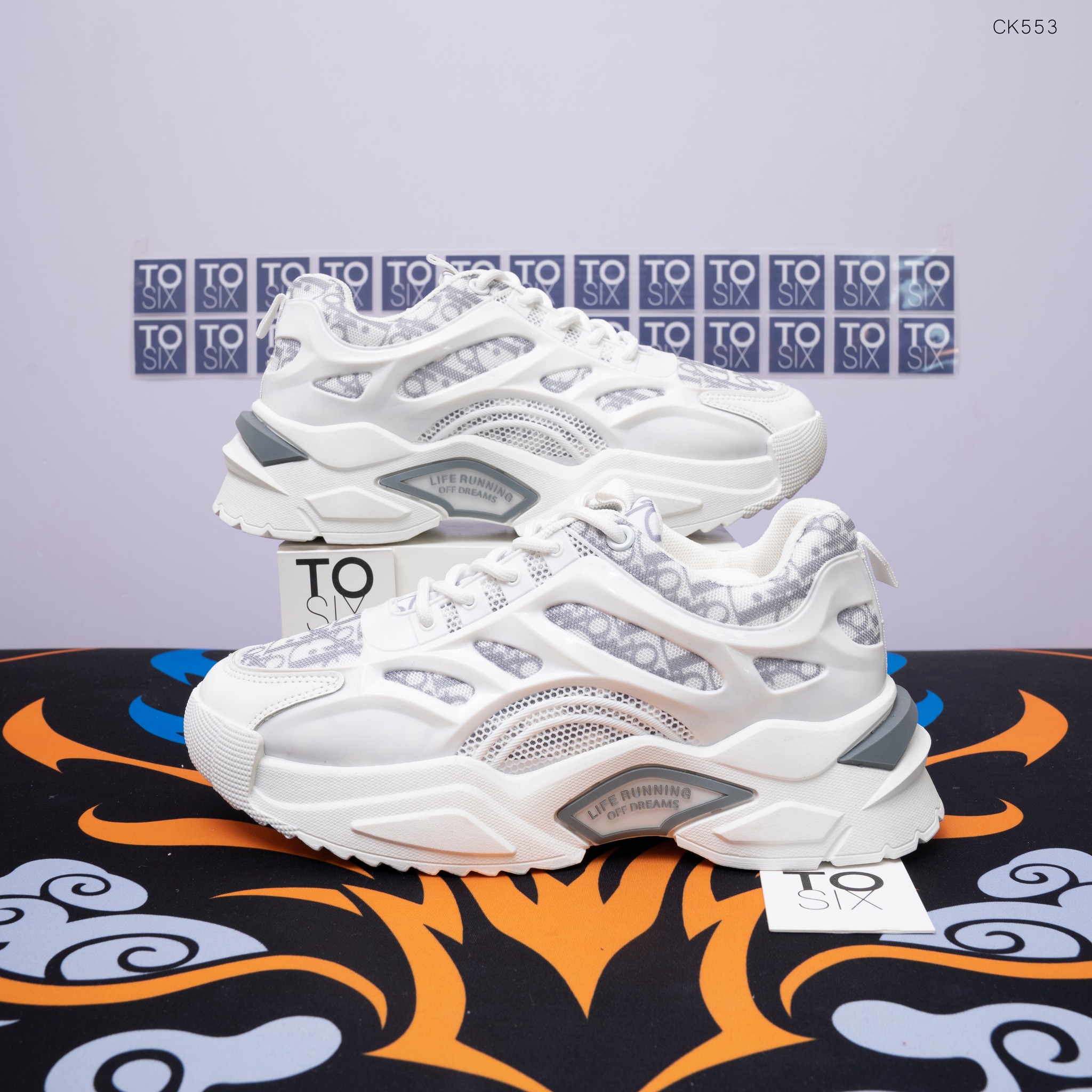 Giày thể thao nam cao cấp leeza sneaker dior đế độn 5cm mã ck553