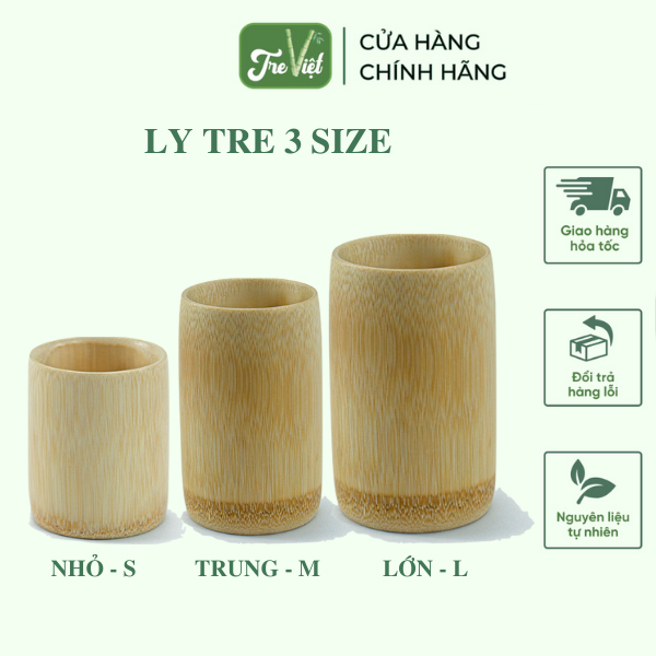 Cốc Tre đẹp - Ly tre tự nhiên dùng uống nước - Bamboo Cup - có sẵn 3 size
