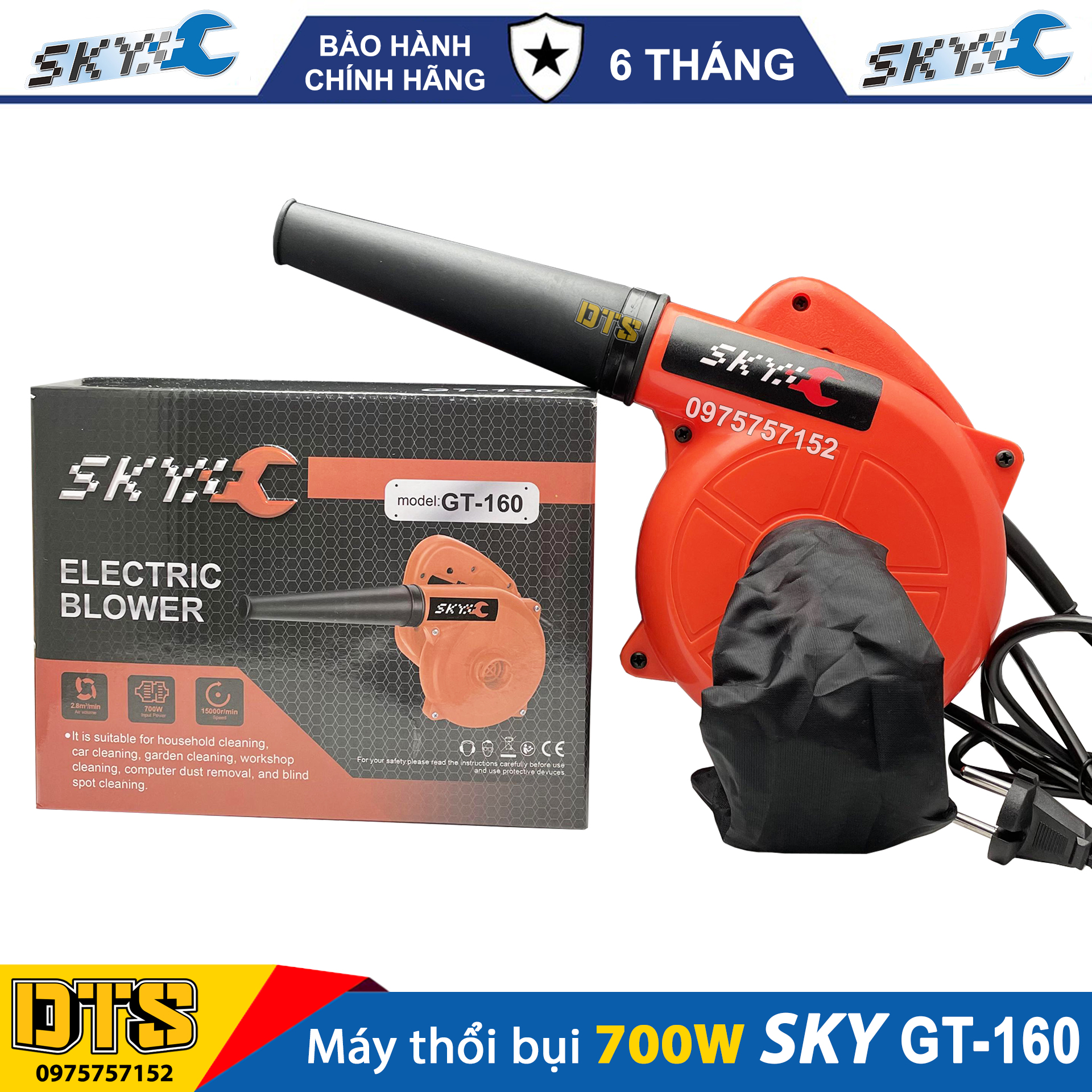 Máy thổi bụi 2 chiều đa năng SKY 700W công nghệ cao Thái Lan mô tơ lõi đồng 100% tốc độ cao 15000 vòng/phút, máy thổi bụi cực mạnh, thổi bụi phòng nét, thổi hơi nước, máy hút bụi