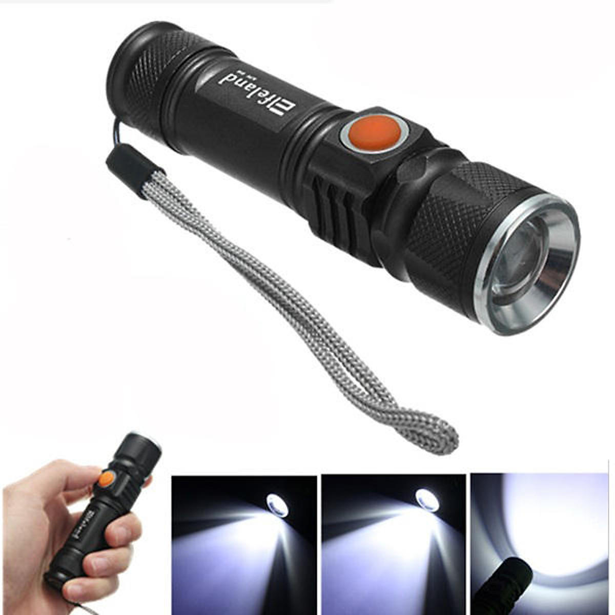 Đèn pin cầm tay siêu sáng cổng sạc usb 515 tiện dụng