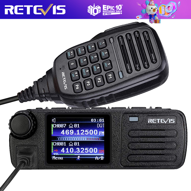 Retevis RT73 Dual Band DMR Mobile Radios, Digital Mobile Transceiver with GPS APRS, 4000 CH 300000 Contacts Dual Time Slot Two Way Radio, Mini Mobile Car Radios with Microphone for Off-Road (1 Pack) ราคา 10,819 บาท*ส่งฟรี