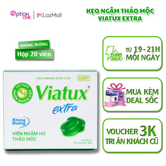 Kẹo Ngậm Thảo Mộc Viatux Extra Vietnat Không Đường Hỗ Trợ Giảm Ho Khàn Tiếng Đau Họng - Hộp 20 Viên