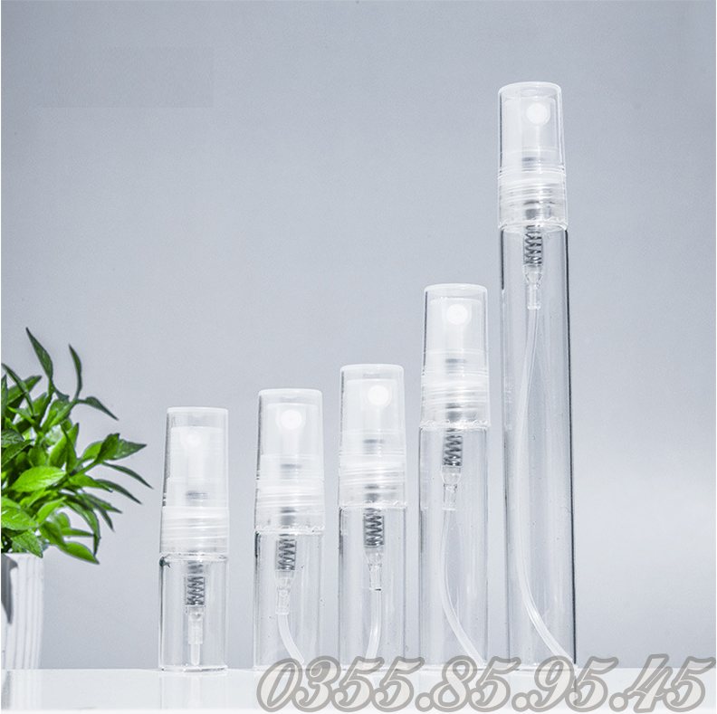 50- 100 lọ thủy tinh chiết nước hoa 2ml 3ml 5ml 10ml nắp ngà - chai phun sương chiết mỹ phẩm du lịch.