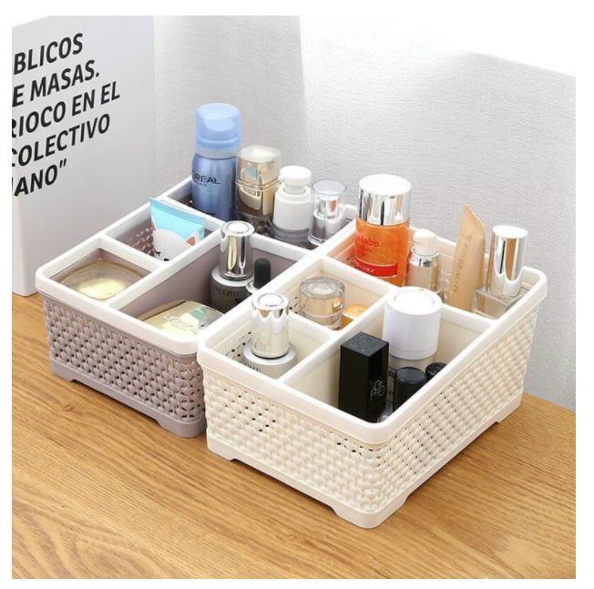 Khay đựng đồ 4 ngăn Việt Nhật kiểu bậc thang - Khay đựng mỹ phẩm, bút, dụng cụ học tập để bàn đa năng