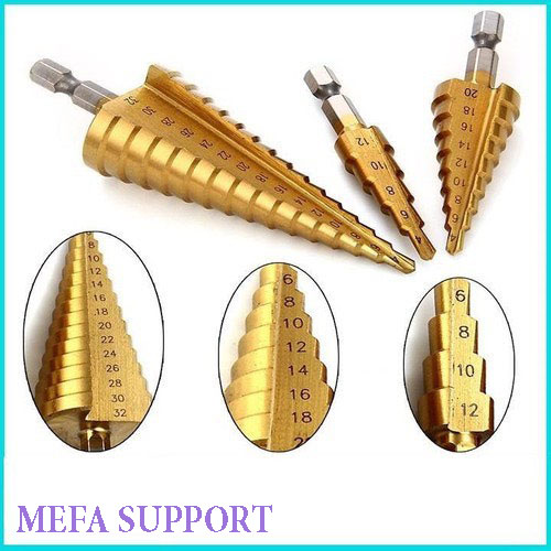 Chia sẻ: 0 Bộ 3 mũi khoan tháp, mũi khoan bước thép HSS siêu cứng 4-32