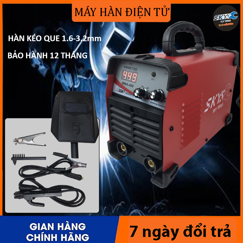 SKY450 Máy hàn điện tử, máy hàn mini, máy hàn que hàn kéo que 3.2mm , máy hàn hồ quang Đầy đủ phụ kiện MMA450 , máy hàn mã SKY