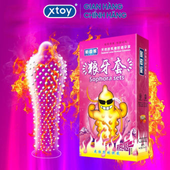 Bao cao su gân gai tăng khoái cảm loại đặc biệt - lửa 12 chiếc 1 hộp