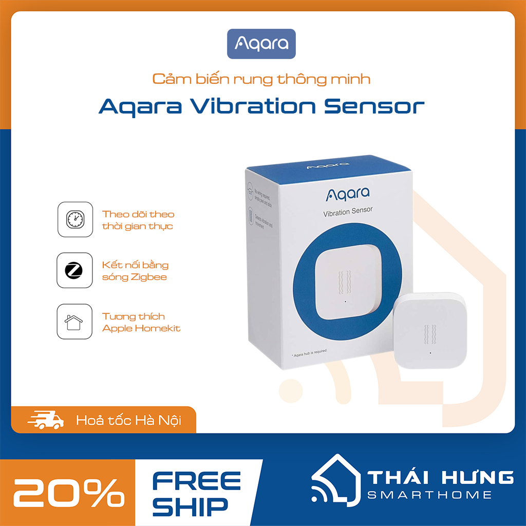 Cảm biến rung Aqara - Đo độ rung, độ nghiêng hoặc rơi, Kết nối zigbee, tương thích Aqara Home hoặc Mi Home
