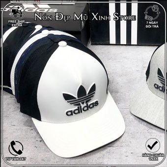 Nón lưỡi trai bít đuôi Adidas chất vải cotton phối lưới Hàn Quốc cao cấp, nón kết thể thao Mã Ad13 màu xám, trắng