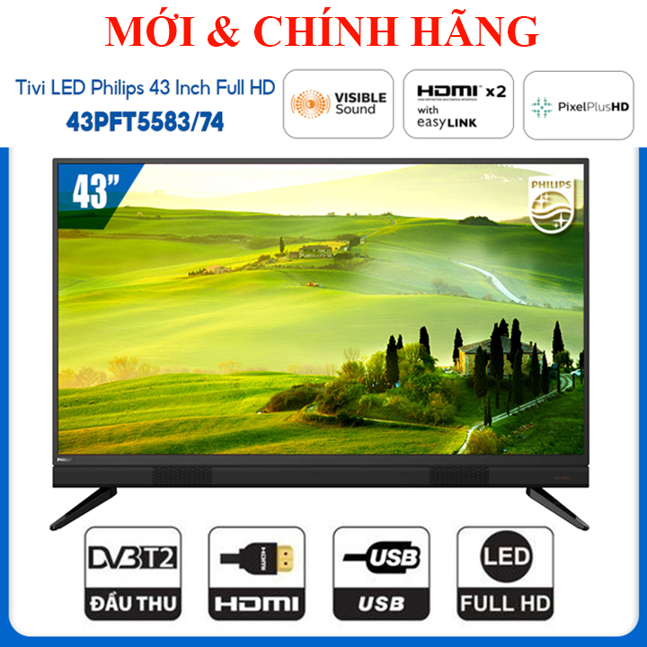 Tivi LED Philips 43 Inch Full HD 1080P sản xuất Thái Lan- 43PFT5583/74 (Model 2020)