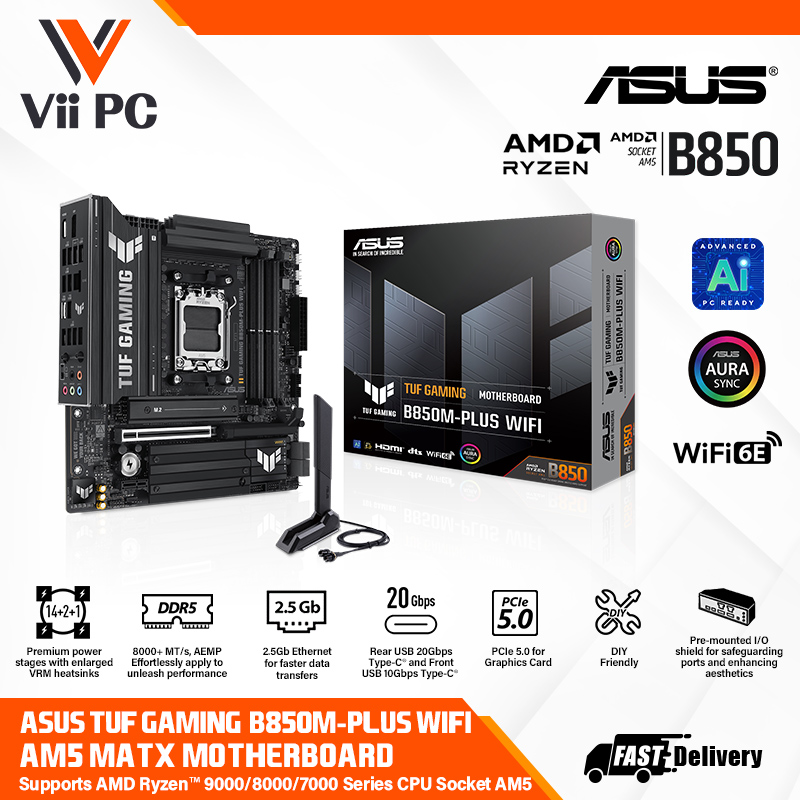 ASUS TUF GAMING B860M-PLUS WIFI INTEL LGA1851 DDR5 PCIE 5.0 FOR