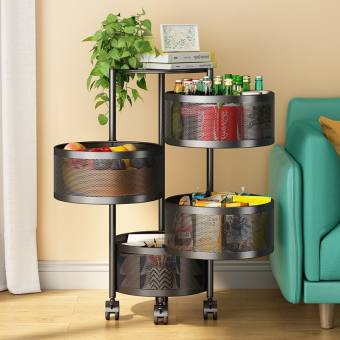 Kệ Xoay Tròn Đa Năng, Kệ Rau Củ Quả 3-4-5 Tầng Có Bánh Xe Di Chuyển, Kệ Để Đồ Đa Năng - HIKAWA