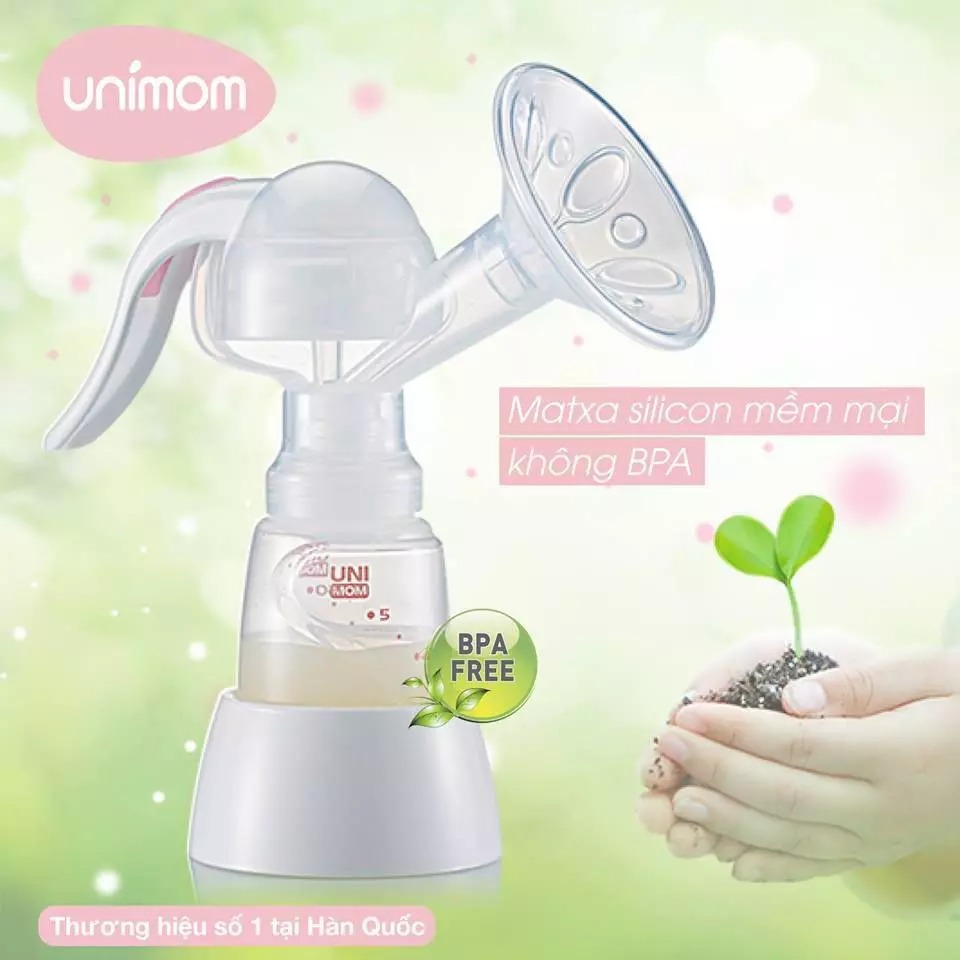 Máy hút sữa bằng tay/ hút sữa cầm tay Mezzo Unimom có matxa silicon UM871135 tiện lợi mang đi làm, đi chơi không cần điện