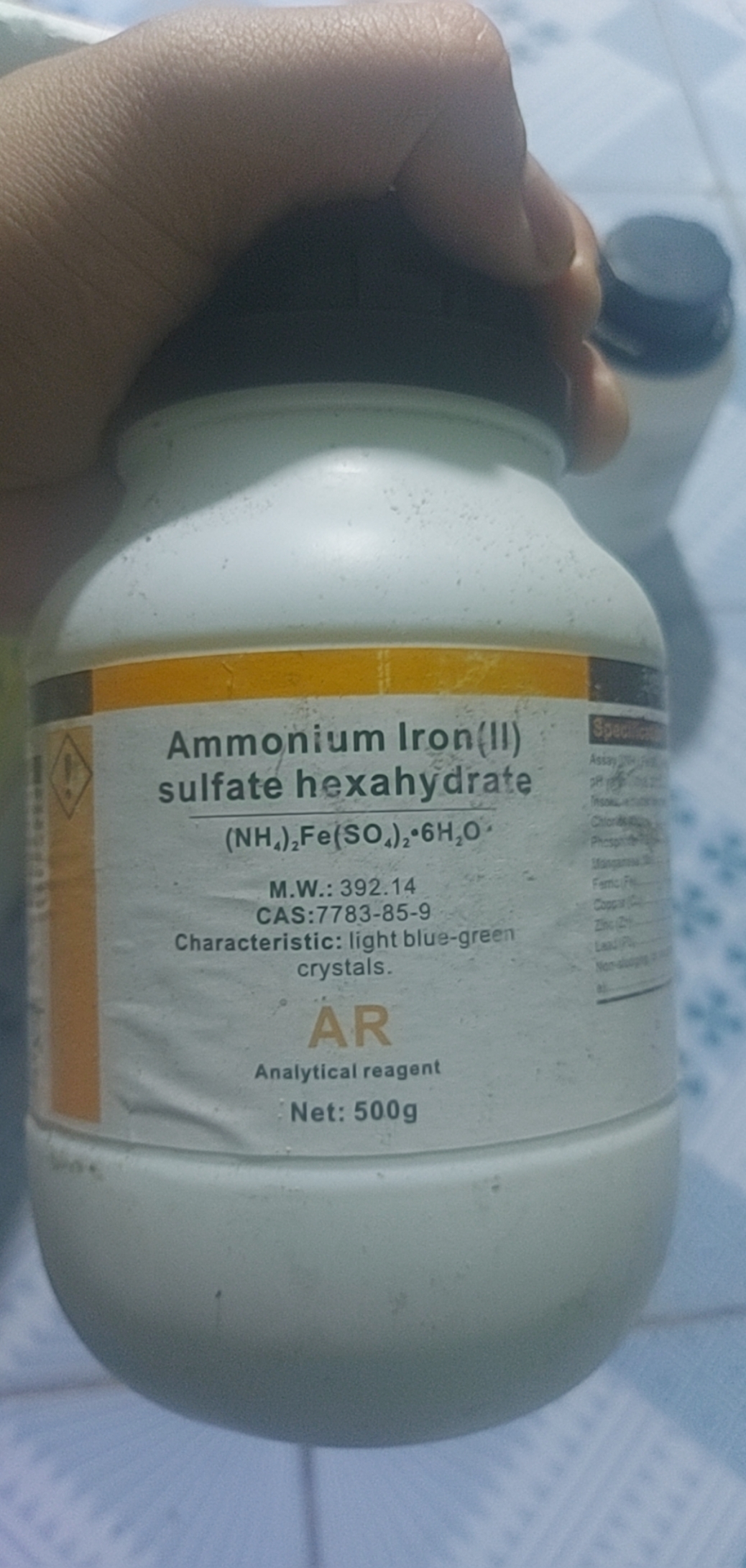Muối Mohr làm tinh thể 2Fe2 amoni sắt sunphat ammonium iron sunfate