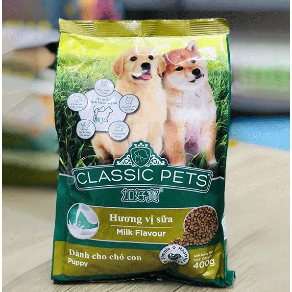 Thức ăn cho chó con CLassic Puppy,hạt cho chó con vị sữa gói 400g