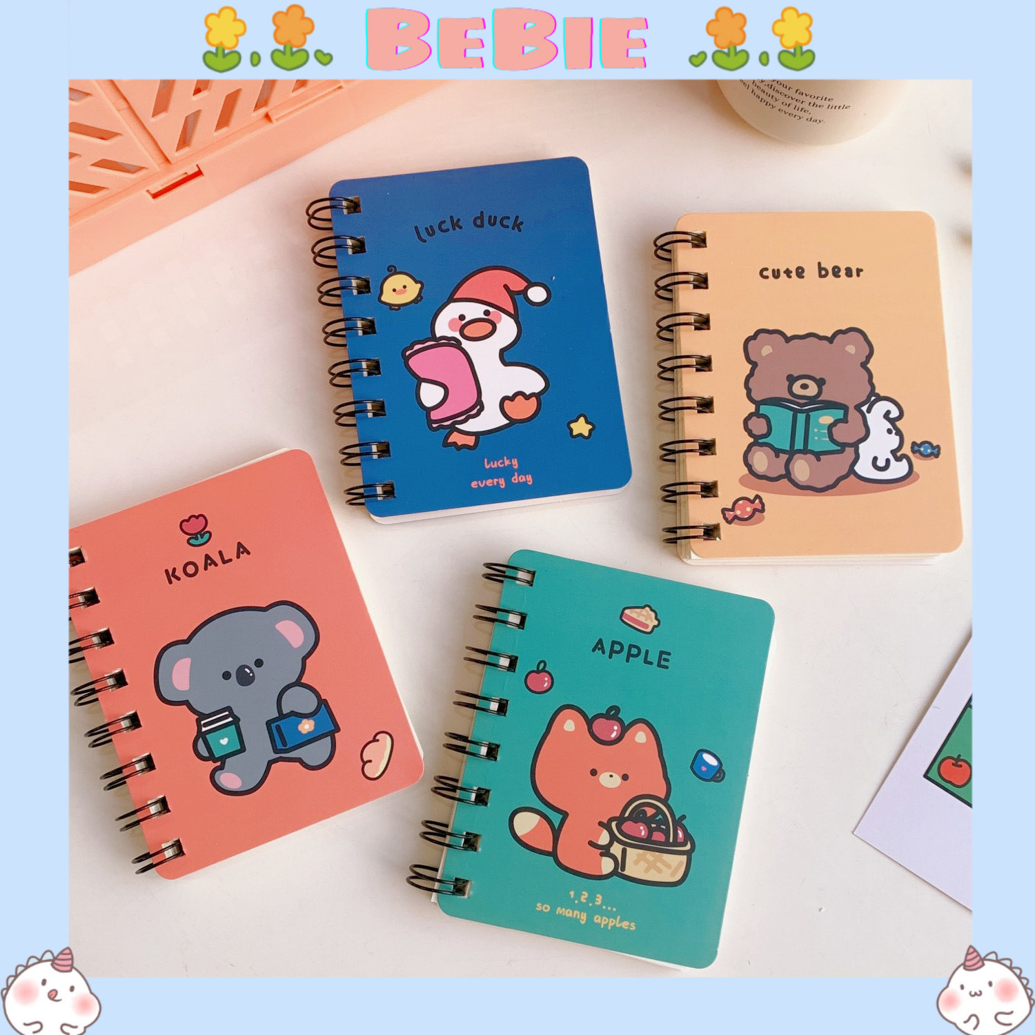 Sổ tay lò xo mini học sinh in hình dễ thương bebie shop - bp422