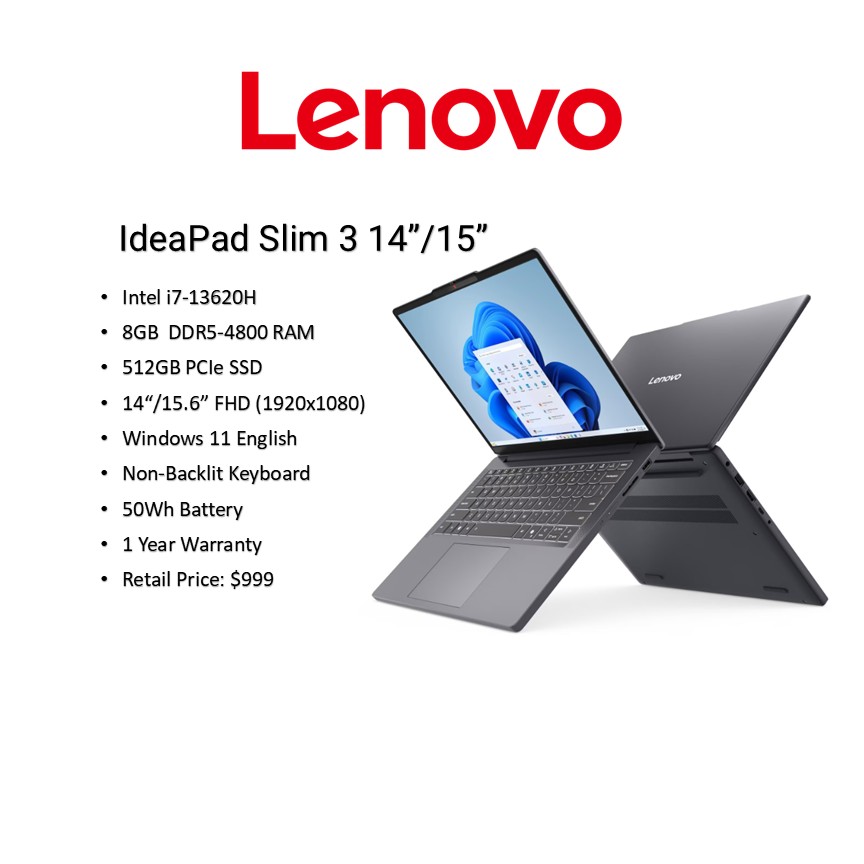 Lenovo IdeaPad Slim 3i Laptop - Intel Core i7-1362...