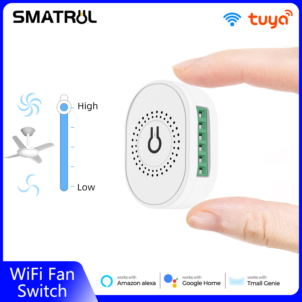 SMATRUL Công Tắc Quạt Trần Wifi Công Tắc MINI, Mô-đun Ngắt Quạt Điều Khiển 2 Chiều Hỗ Trợ 16A Tuya/Bộ Hẹn Giờ Điều Khiển Rơle Bằng Giọng Nói Ứng Dụng Cuộc Sống Thông Minh Làm Việc Đối Với Google Nhà/Alexa/天猫精灵 110-220V