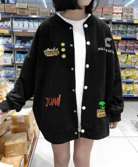 Áo khoác cardigan nữ form rộng hàn quốc thun nỉ nút bấm thời trang [Xưởng Sỉ Giá Gốc]