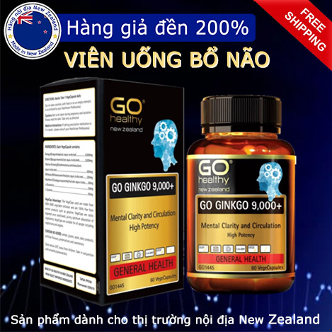 Combo 2 hộp 60 viên bổ não go healthy go ginkgo 9000+, hàng nội địa new zealand hàm lượng cao