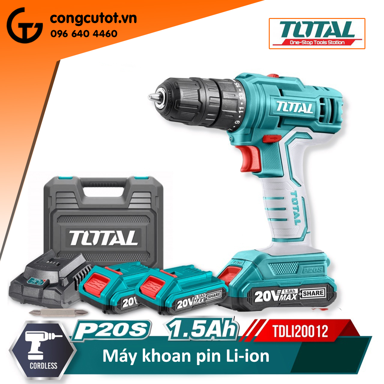 Máy khoan dùng pin 20v ps20s total tdli20012