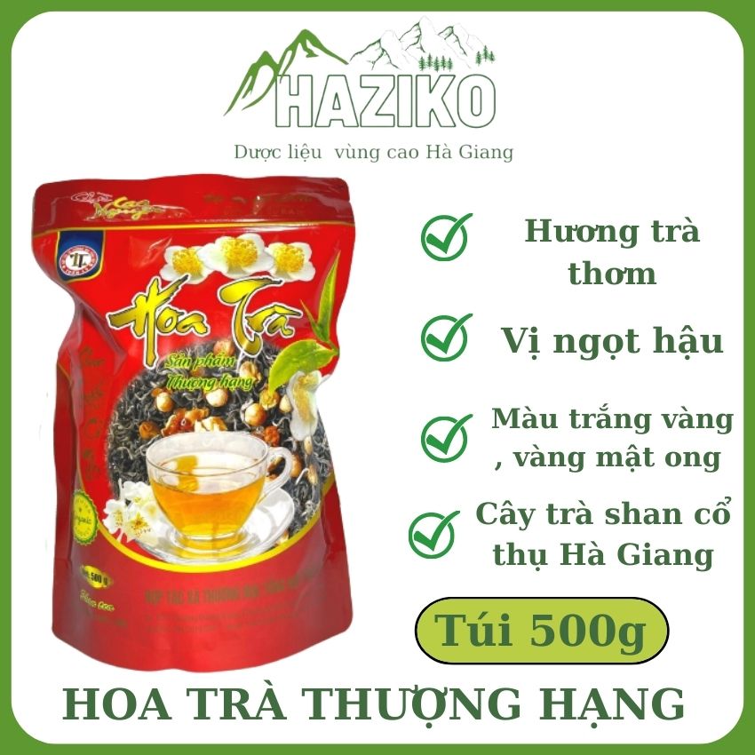 Chè shan tuyết cổ thụ Hà Giang - Hoa trà thượng hạng 500g ngọt hậu đậm nước làm quà biếu tặng bạn bè