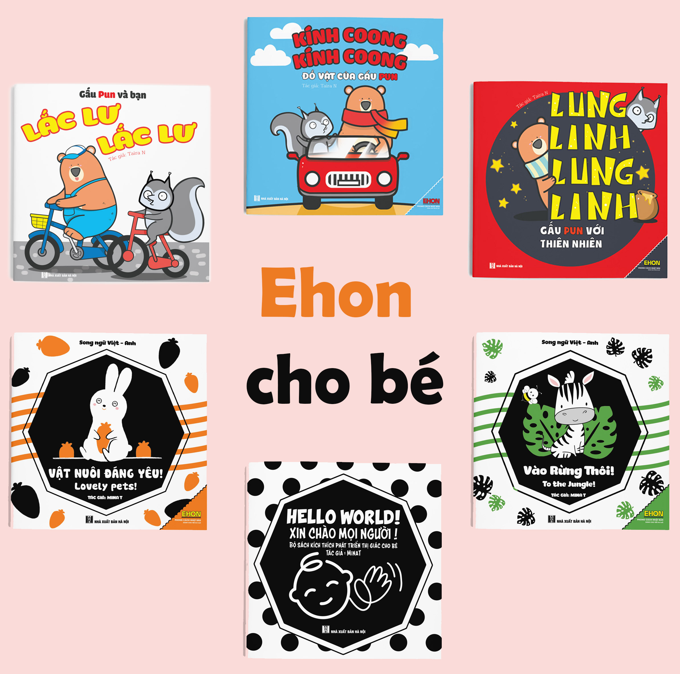 Combo 6 cuốn Ehon Kích thích thị giác - Âm thanh cho Trẻ sơ sinh