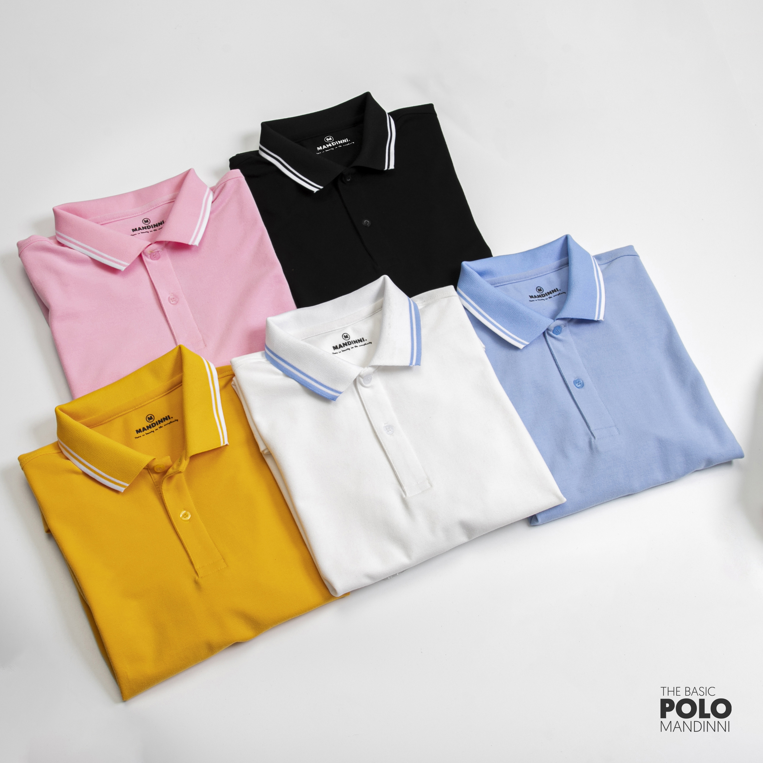 Áo thun polo phối viền trắng cổ đơn giản 5 màu - Mandinni