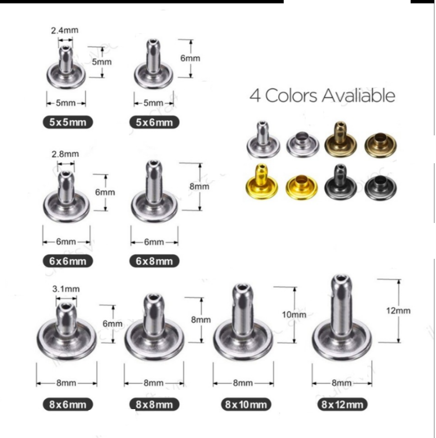 100 bộ đinh tán bán thép chống gỉ, đinh tán 2 đâu, đinh tán đầu dù Shop có sẵn các kích thước 88, 810mm