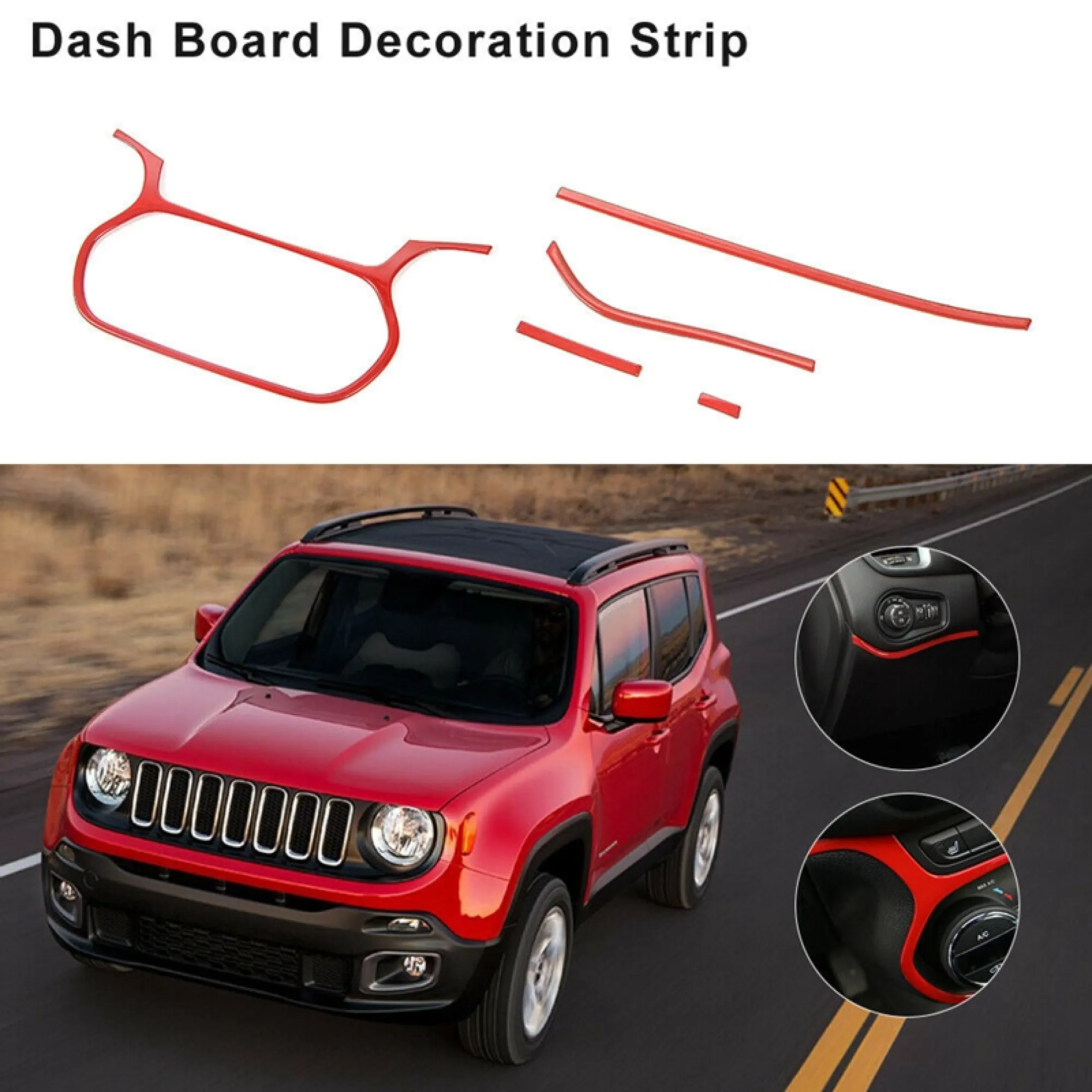 5pcs Car Red Instrument Panel Decor Cover Trim Accessories For Jeep Renegade 2015 2018 Lazada Ph