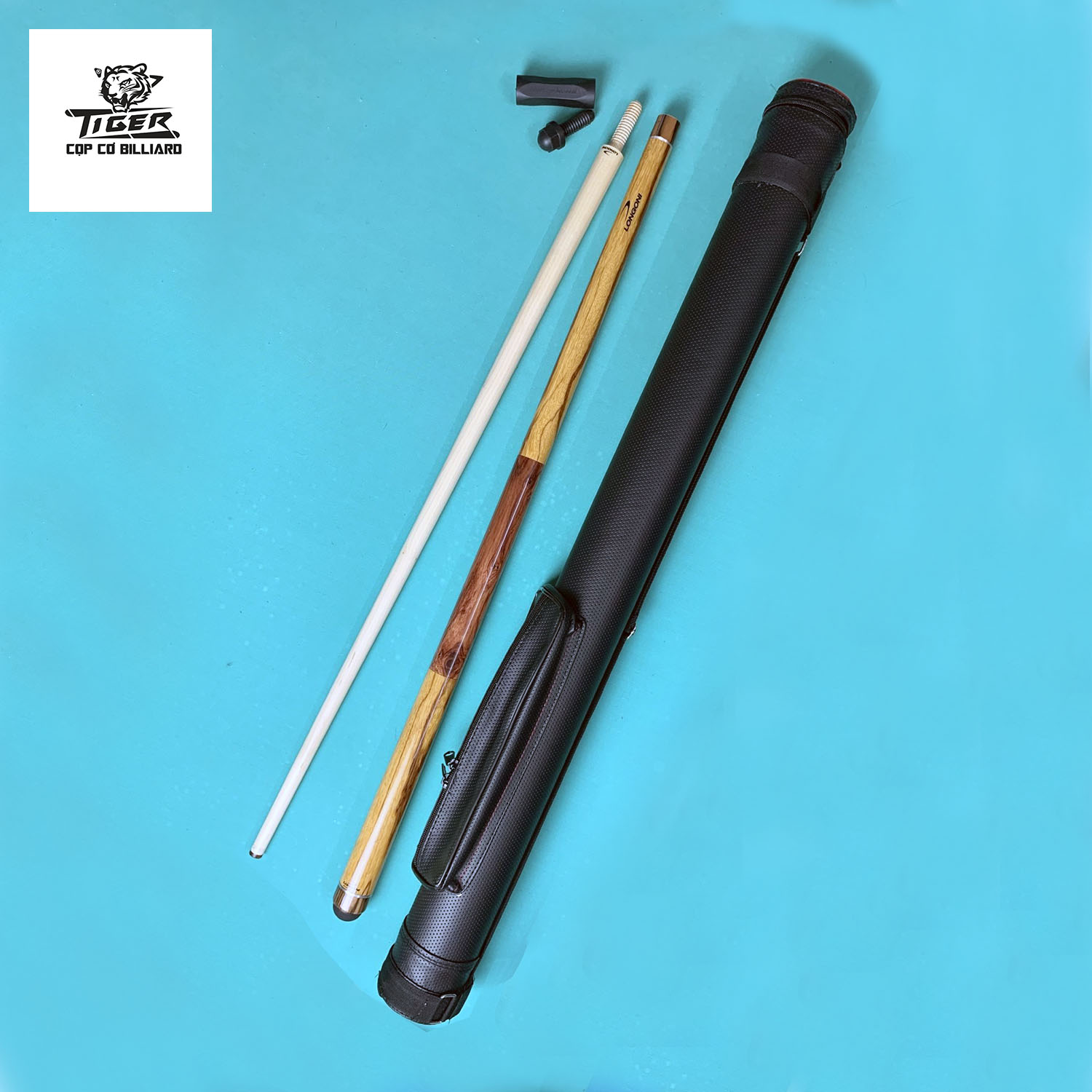 Cơ bida líp gỗ mun da báo và mặt quỷ tự nhiên, nặng 440gr-470gr đầu R Indo 11.5mm