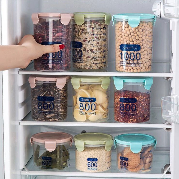 900ml/2.4L/3.4L Clear Food Storage Containers Large Capacity Airtight  Kitchen Canisters Dry Food Storage Jars Pantry Organizer