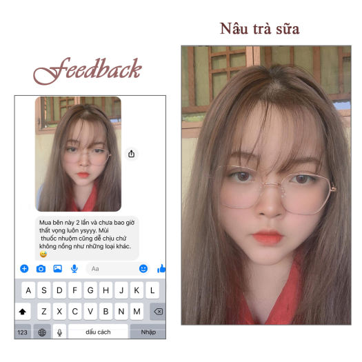 Thuốc nhuộm tóc màu NÂU SỮA Lên từ level 7 ( Tặng trợ nhuộm ) Màu nhuộm tóc tại nhà tone nâu