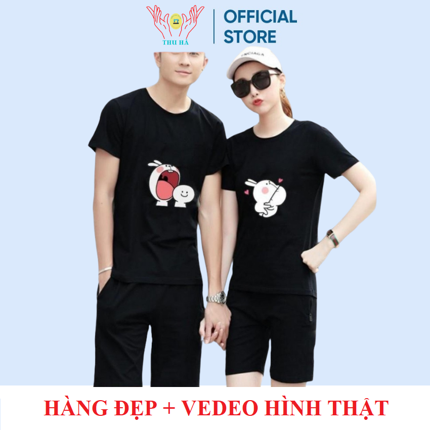 COMBO 2 áo -Áo thun đôi ( 2 áo) hai thỏ gặm nhau ý nghĩa vải mềm mịn áo đôi nam nữ .{ VẢI ĐẸP }. Xưởng May Thu Hà . Vải thun cotton thoáng mát dày dặn mặc đôi mặc nhóm đi chơi đi học thời trang phong cách.