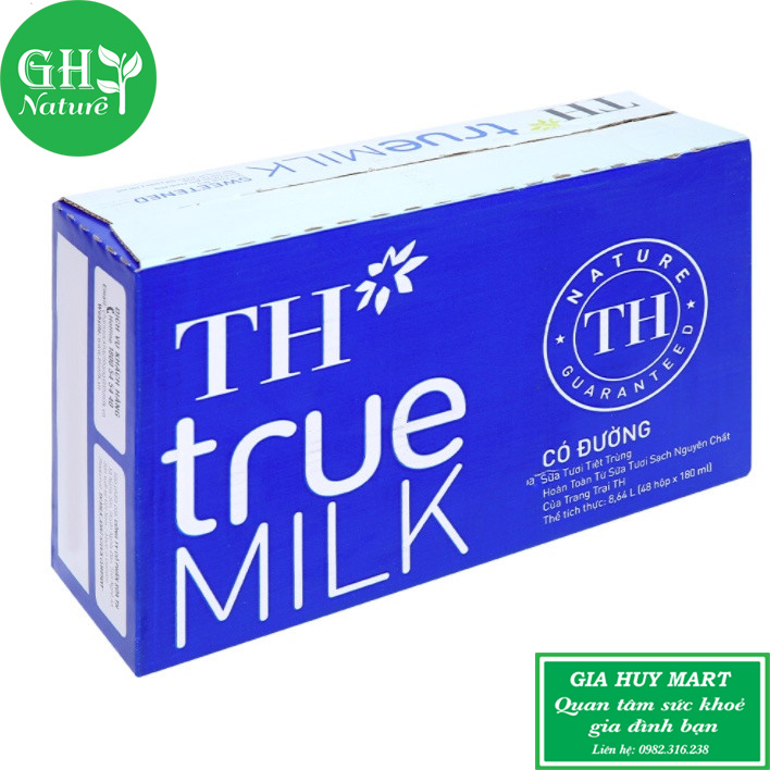 Thùng 48 hộp 180ml sữa tươi th có đường