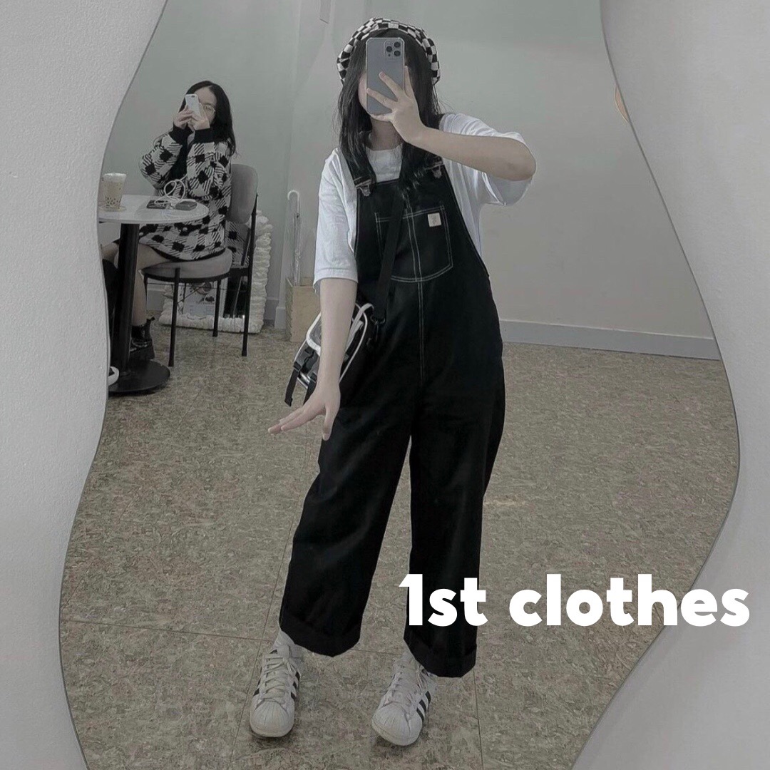 Quần yếm ống rộng lưng cao thời trang Quần yếm kaki dài ullzang mùa hè 1stclothes