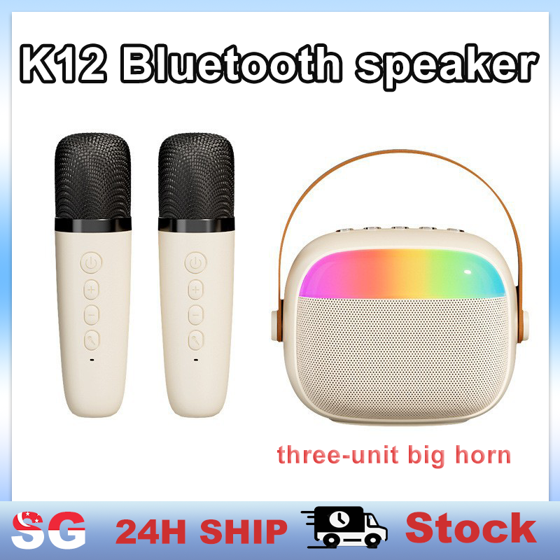 SG 【Ready stock】 K12 Bluetooth Karaoke Small Speaker · Wireless Microphone · portable Bluetooth speaker