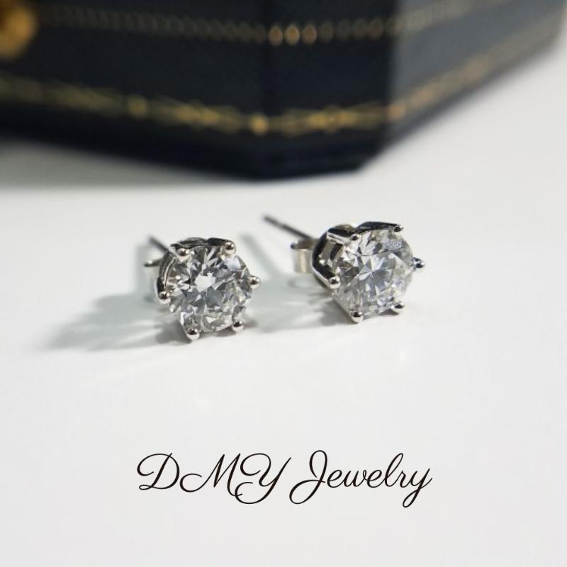DMY Jewelry Diamond Earrings For Women/Moisanite Earrings/Moissanite Diamond Earrings/Moissanite Jewelry/Woman Jewellery Earrings/925 Silver Earrings/Silver Earrings Women/Moissanite Earrings Gra/Moissanite Earrings 0.5 Caret/Classic 6 Claw Stud Earrings