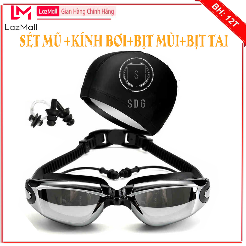 Kính Bơi Chuyên Nghiệp Chính Hãng SDGOLD, Kính Bơi Người Lớn Trẻ Em Tặng Kèm Mũ Bơi,Bịt Tai,Kẹp Mũi, Thiết Kế Mắt Kính Tráng Gương Chống Mờ,Chống Nước Vào, Phong Cách Thể Thao Ôm Chặt Vùng Mắt, Dễ Sử Dụng