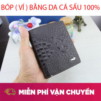 [Da Bò Thật 100%] Ví Da Nam VÍ Nam Da Bò Dập Vân Cá Sấu - Dáng Đứng- Bảo Hành 12 Tháng