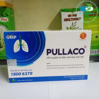 PULLACO với thành phần chính Xuyên Tâm Liên giúp giảm ho đờm, khò khè, khó thở (Hộp 20 viên)