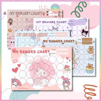 GIẤY BÓNG - Phiếu tích điểm sticker khen thưởng Tiếng Anh, bảng lưu trữ sticker khen thưởng, đổi quà cho bé Hotis Stationery