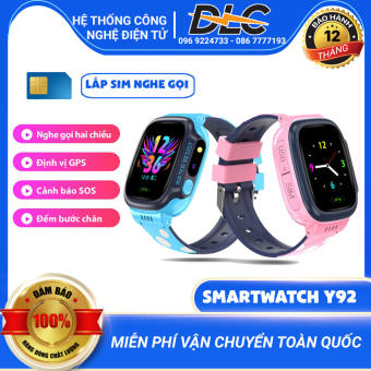 ( ĐỒNG HỒ ĐỊNH VỊ CHÍNH HÃNG ) Đồng hồ định vị thông minh trẻ em Y92 - Định vị trẻ em lắp thẻ sim nghe gọi 2 chiều Đồng hồ định vị LBS chính xác có camera chống nước IP67 chống mất - Bảo hành 12 tháng