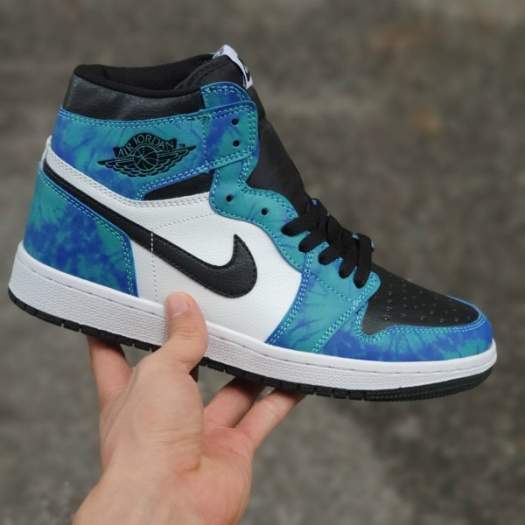 Giày Jordan 1 High Tie Dye Trắng Xanh Loang , giày thể thao xanh tie dye phong cách thời trang